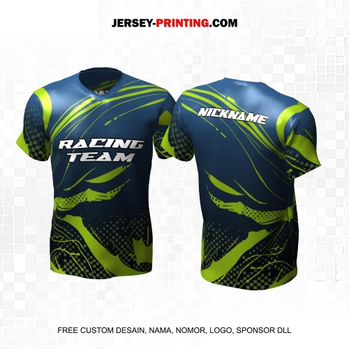 Jersey Racing Navy Hitam Hijau Motif Abstrak 209