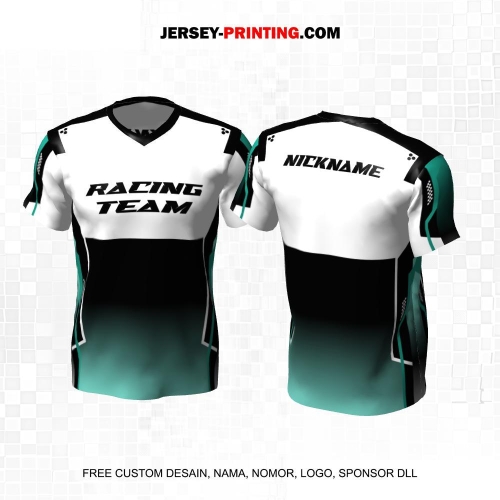 Jersey Racing Putih Hitam Tosca Motif Abstrak 206