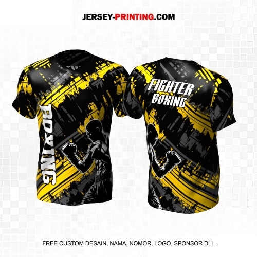 Jersey Savate Boxing Hitam Abu Kuning Motif Abstrak 08