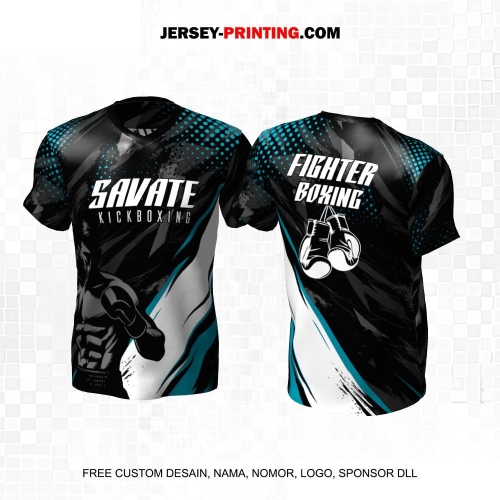 Jersey Savate Boxing Hitam Abu Tosca Putih Motif Abstrak 25