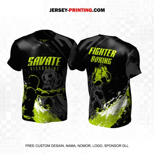 Jersey Savate Boxing Hitam Hijau Abu Motif Abstrak 21