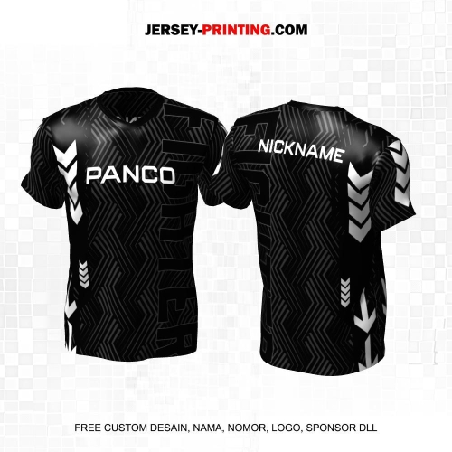 Jersey Savate Boxing Hitam Putih Abu Motif Abstrak Geometris 19