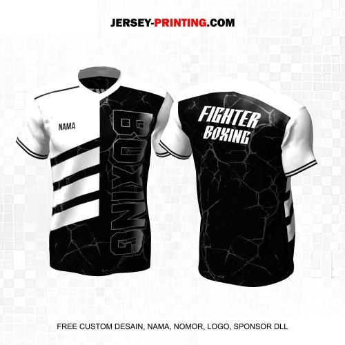 Jersey Savate Boxing Hitam Putih Motif Abstrak 17