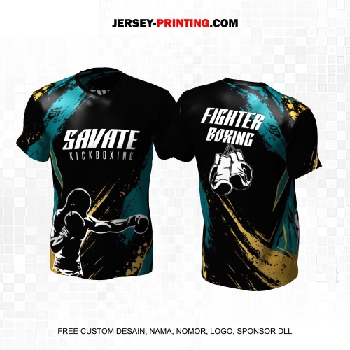 Jersey Savate Boxing Hitam Tosca Gold Motif Abstrak 04