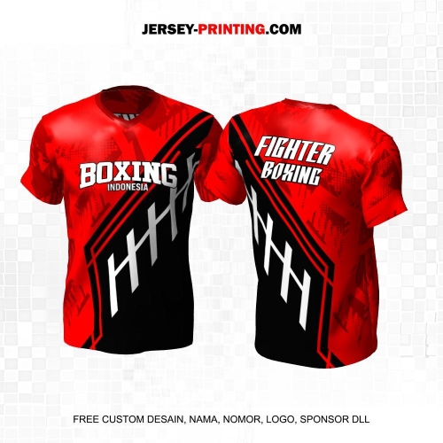 Jersey Savate Boxing Merah Hitam Motif Abstrak 14