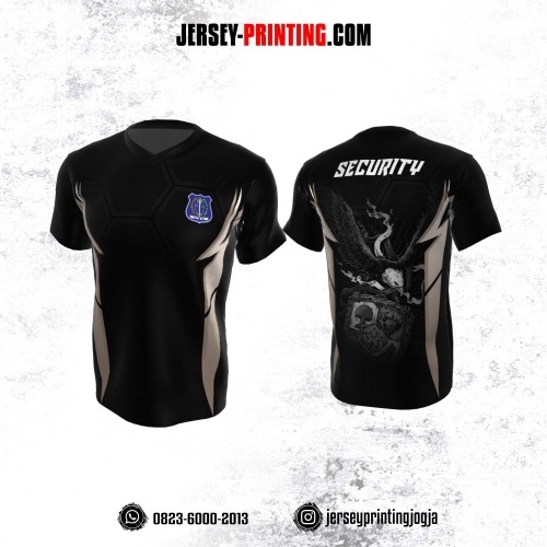 Jersey Security Satpam Hitam Coklat Abu-abu Motif Honeycomb