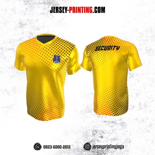 Jersey Security Satpam Kuning Hitam Merah Motif Polkadot