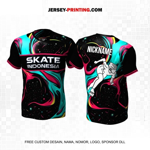 Jersey Sepatu Roda Hitam Pink Tosca Motif Abstrak 36