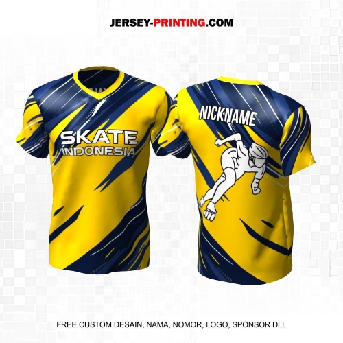 Jersey Sepatu Roda Kuning Navy Motif Abstrak 42