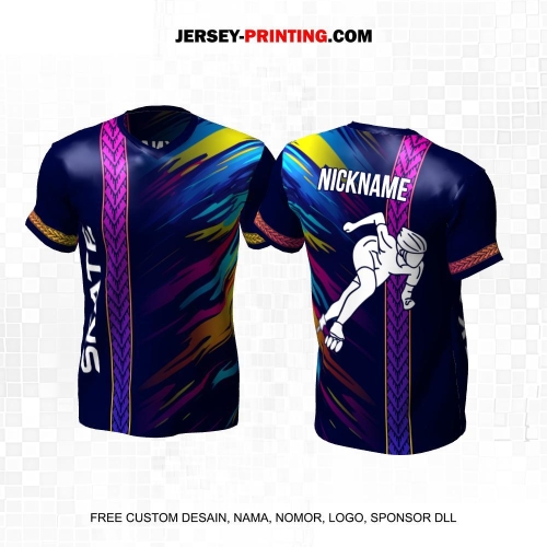 Jersey Sepatu Roda Navy Pink Kuning Motif Abstrak 25