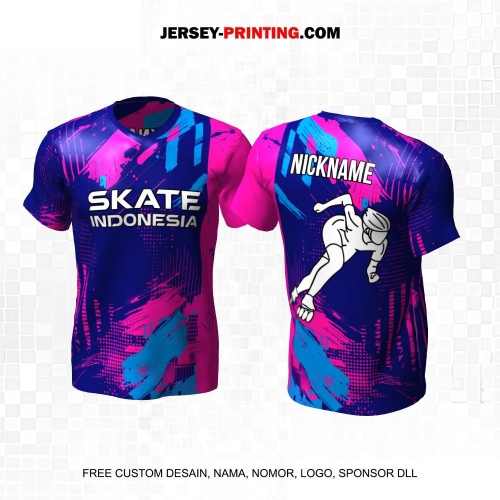 Jersey Sepatu Roda Navy Pink Motif Abstrak 43