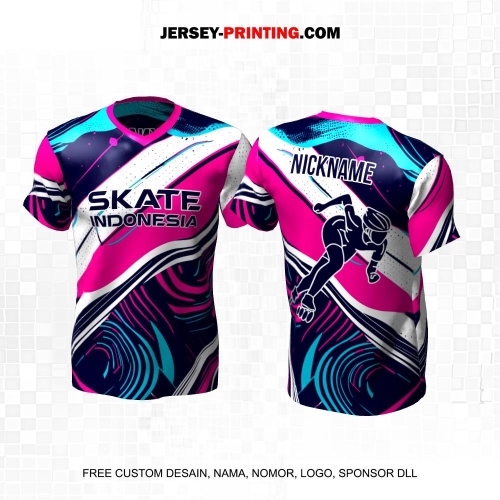 Jersey Sepatu Roda Navy Pink Putih Biru Motif Abstrak 29