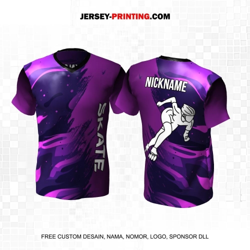 Jersey Sepatu Roda Ungu Motif Abstrak 37