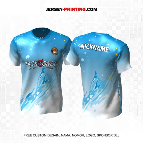 Jersey Taekwondo Biru Putih Motif Abstrak 204