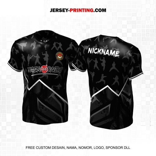 Jersey Taekwondo Hitam Abu Motif Abstrak 226
