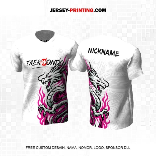 Jersey Taekwondo Putih Abu Ungu Motif Batik Naga 191