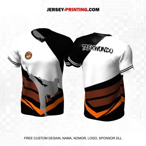 Jersey Taekwondo Putih Hitam Motif Abstrak 60