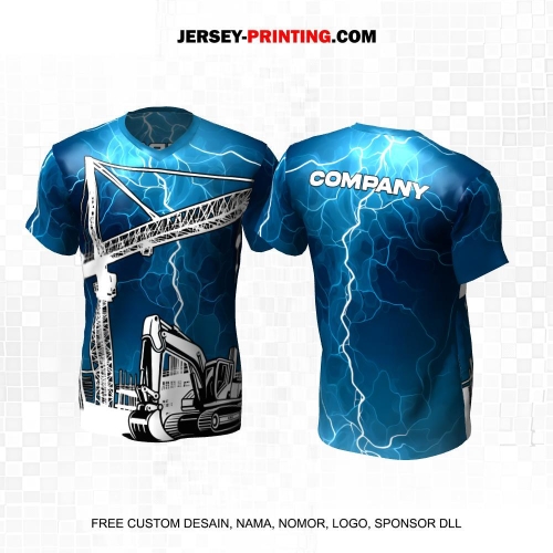 Jersey Tambang Biru Putih Motif Petir 27