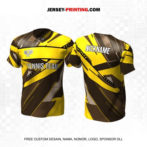 Jersey Tenis Coklat Kuning Motif Abstrak 105