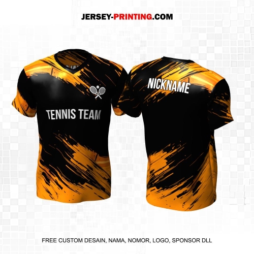 Jersey Tenis Hitam Orange Motif Abstrak 116