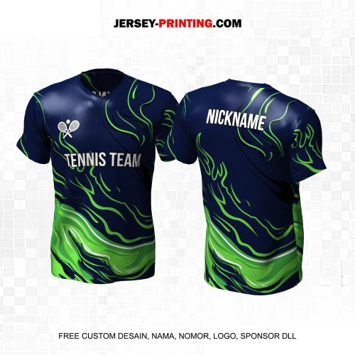 Jersey Tenis Navy Tua Hijau Motif Abstrak 130