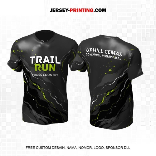 Jersey Trail Run Lintas Alam Cross Country Abu Hitam Hijau Motif Abstrak 44