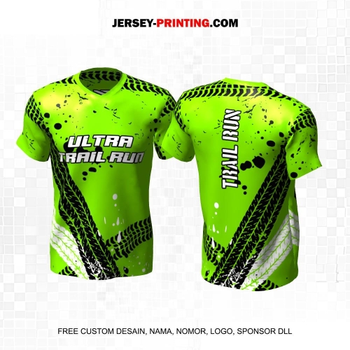 Jersey Trail Run Lintas Alam Cross Country Hijau Hitam Putih Motif Abstrak Texture Ban 04