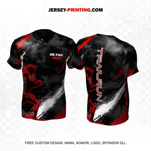 Jersey Trail Run Lintas Alam Cross Country Hitam Abu Merah Putih Motif Abstrak 17