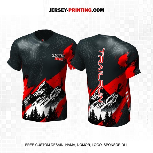 Jersey Trail Run Lintas Alam Cross Country Hitam Abu Merah Putih Motif Liquid Pegunungan 09