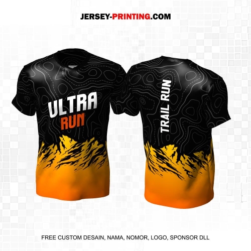 Jersey Trail Run Lintas Alam Cross Country Hitam Abu Orange Motif Abstrak Liquid 23