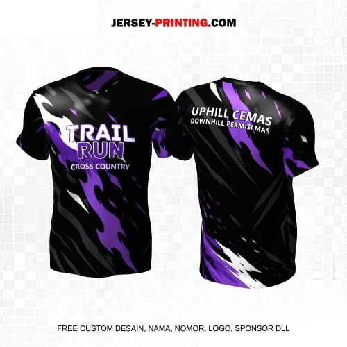 Jersey Trail Run Lintas Alam Cross Country Hitam Abu Ungu Putih Motif Abstrak 42