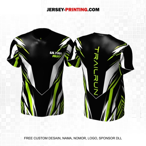 Jersey Trail Run Lintas Alam Cross Country Hitam Putih Hijau Motif Abstrak 12