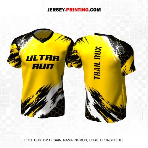 Jersey Trail Run Lintas Alam Cross Country Kuning Hitam Putih Motif Abstrak 26