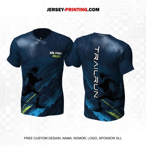 Jersey Trail Run Lintas Alam Cross Country Navy Biru Hijau Motif Abstrak Liquid 08