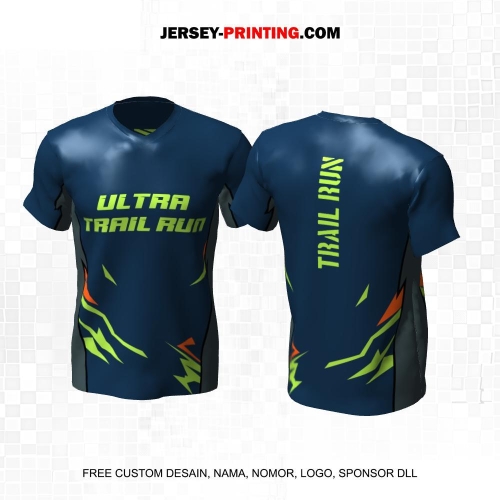 Jersey Trail Run Lintas Alam Cross Country Navy Hijau Orange Motif Abstrak 02