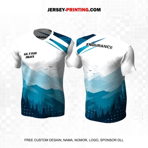 Jersey Trail Run Lintas Alam Cross Country Putih Biru Motif Abstrak Pegunungan 58