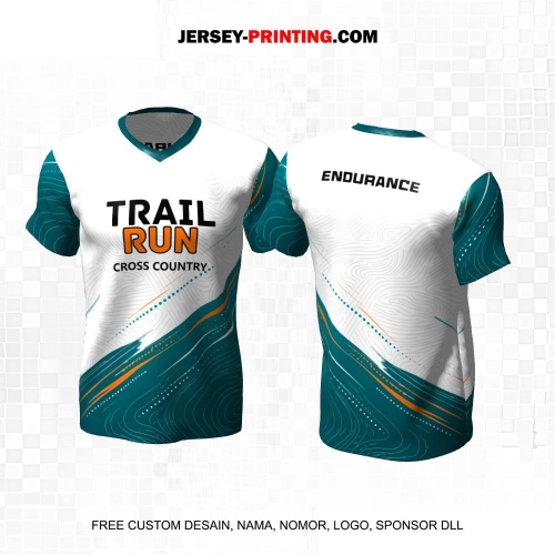 Jersey Trail Run Lintas Alam Cross Country Putih Hijau Motif Abstrak Liquid 61