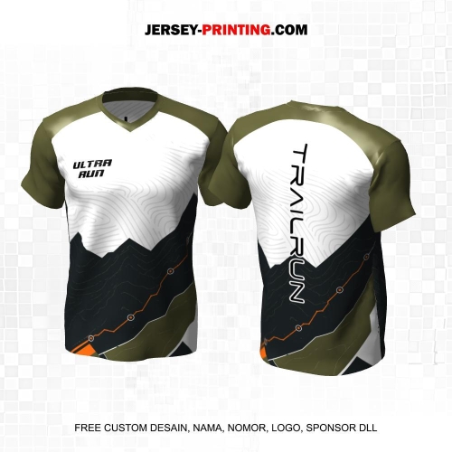 Jersey Trail Run Lintas Alam Cross Country Putih Hijau Motif Abstrak Liquid 65