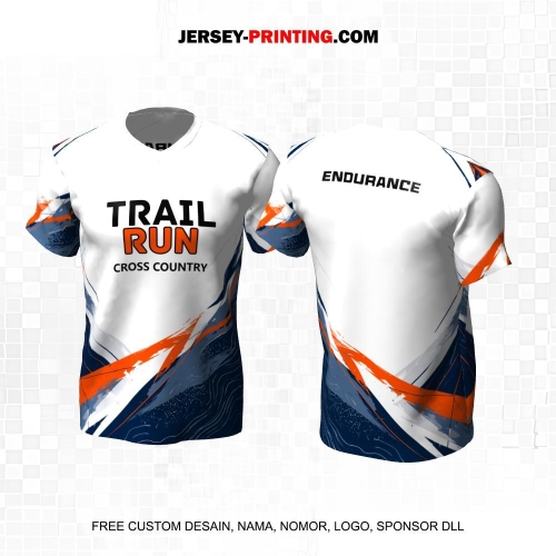Jersey Trail Run Lintas Alam Cross Country Putih Navy Orange Motif Abstrak Liquid 62