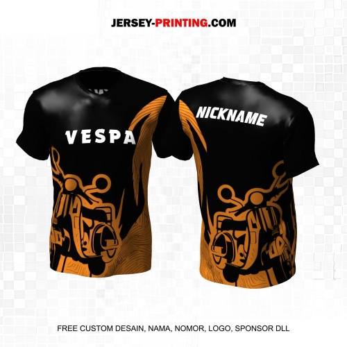 Jersey Vespa Hitam Orange Motif Abstrak 04