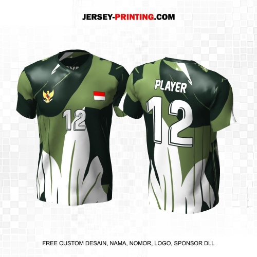 Jersey Volly Hijau Putih Motif Abstrak 460