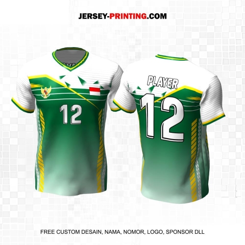 Jersey Volly Hijau Putih Motif Garis 15