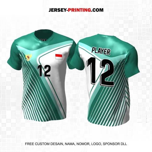 Jersey Volly Hijau Putih Motif Garis 93