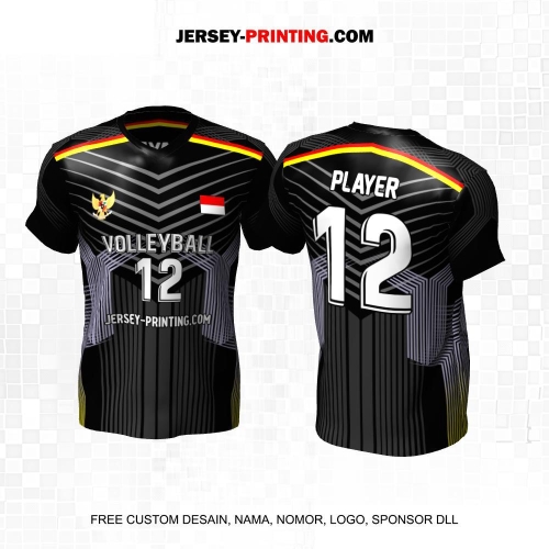 Jersey Volly Hitam Abu Motif Abstrak Line 476