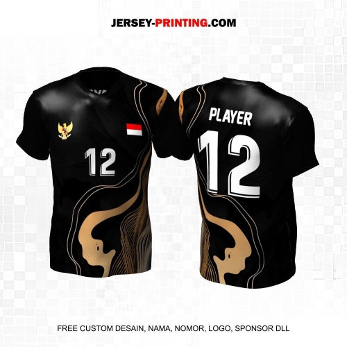 Jersey Volly Hitam Motif Abstrak 47