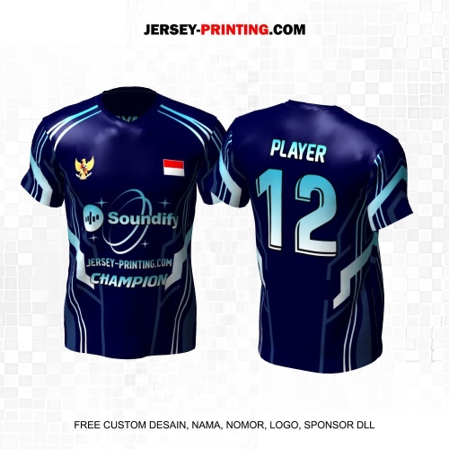 Jersey Volly Navy Biru Putih Motif Abstrak 477