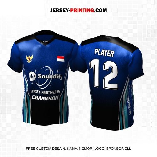 Jersey Volly Navy Hitam Putih Motif Abstrak 475