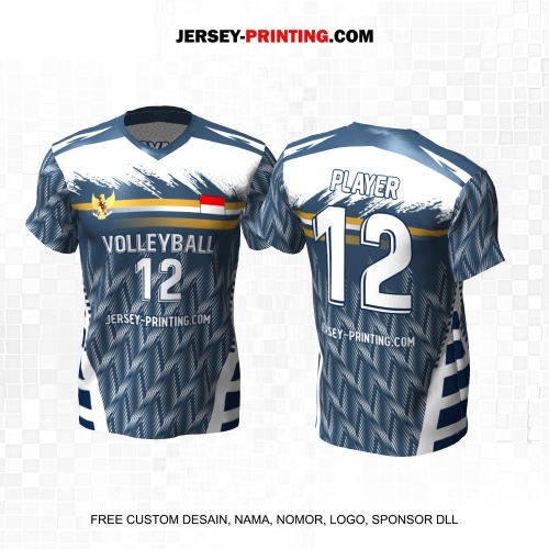 Jersey Volly Navy Putih Motif Abstrak 490