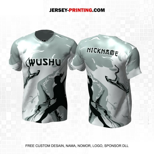 Jersey Wushu Abu Putih Motif Abstrak 16