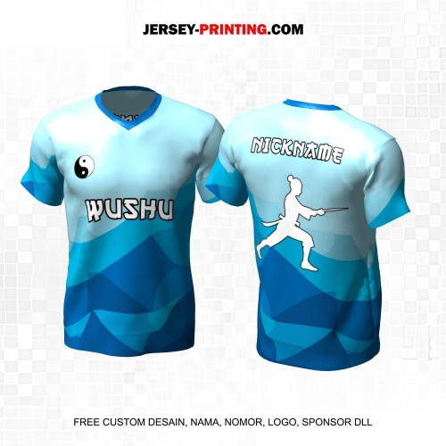 Jersey Wushu Biru Motif Abstrak 22